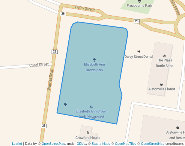 walking in Elizabeth Ann Brown park map in Alstonville