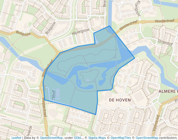 walking in De Uithof map in Almere