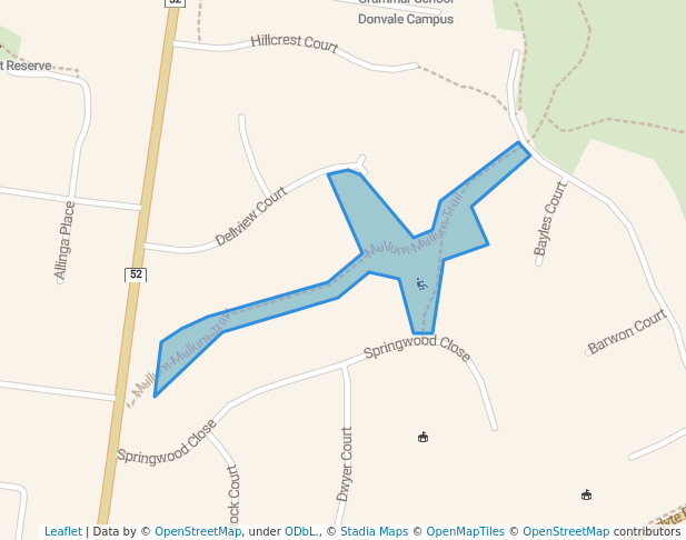 Baradine Terrace Reserve in Donvale | Map and Routes