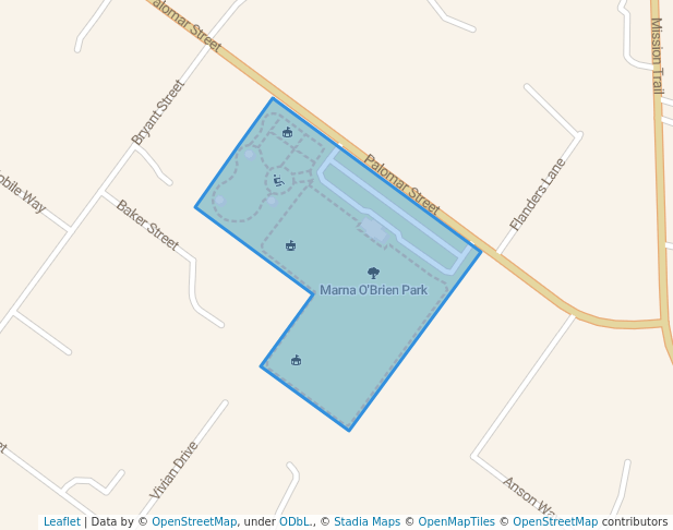 walking in Marna O'Brien Park map in Wildomar