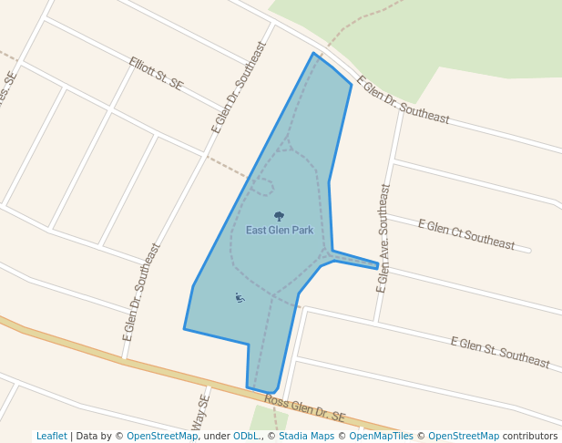 walking in East Glen Park map in Medicine Hat