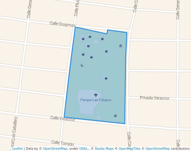 walking in Parque Las Palapas map in Nuevo Laredo