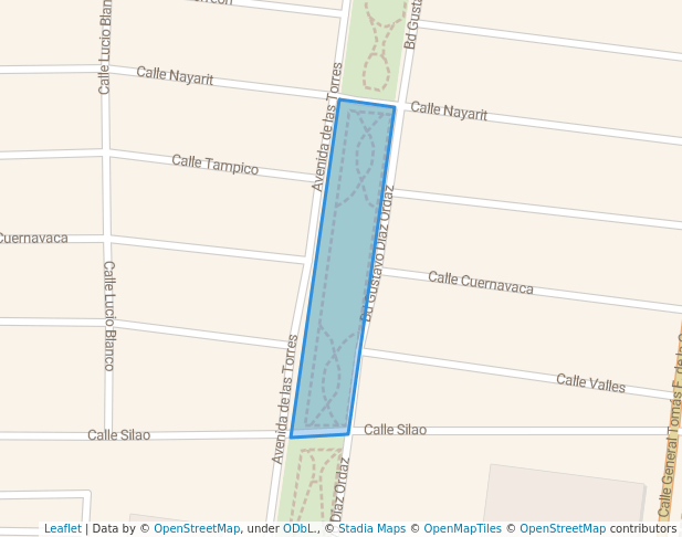 walking in Parque Lineal Las Torres map in Nuevo Laredo