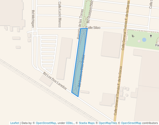 walking in Parque Lineal Las Torres map in Nuevo Laredo