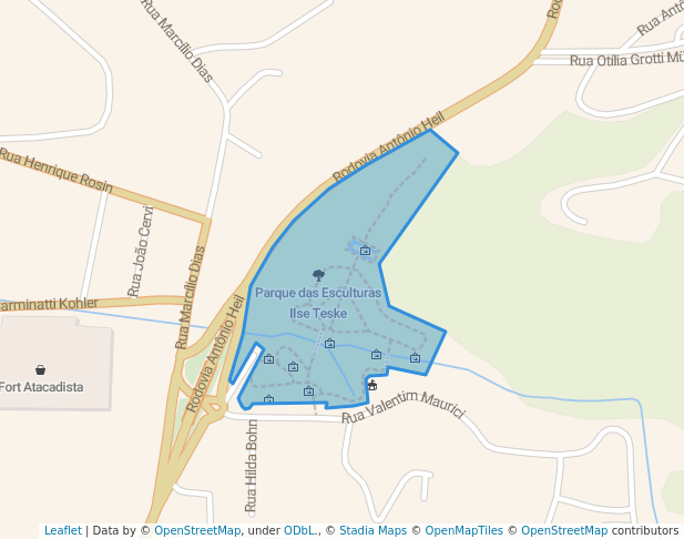 walking in Parque das Esculturas Ilse Teske map in Brusque