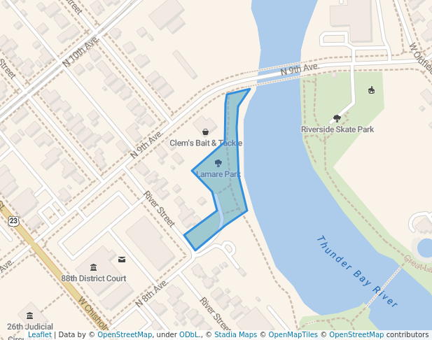 walking in Lamare Park map in Alpena