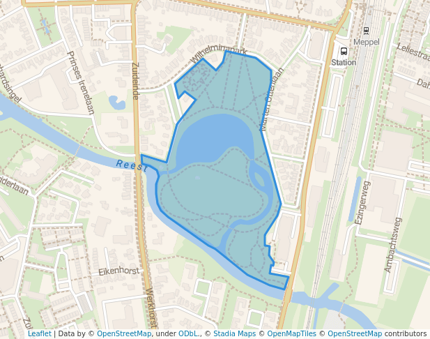 walking in Wilhelminapark map in Meppel