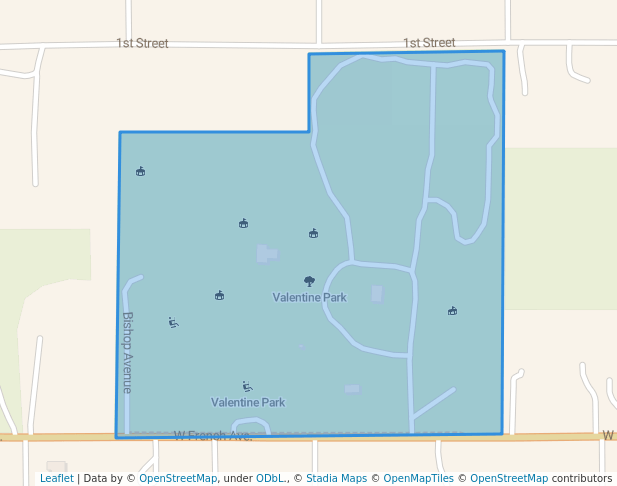 walking in Valentine Park map in Orange City