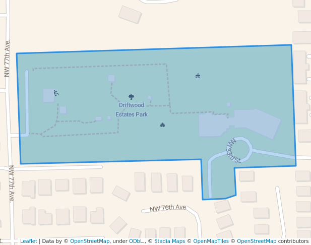 walking in Driftwood Estates Park map in Hollywood