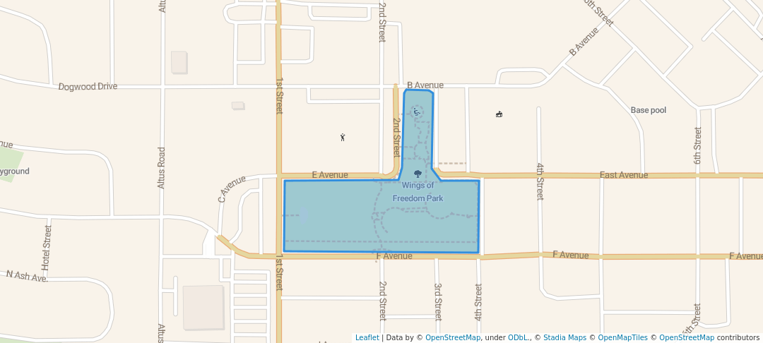 walking in Wings of Freedom Park map in Altus