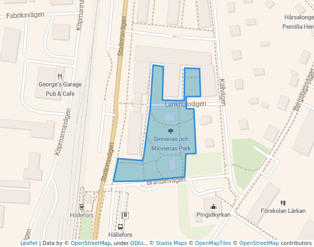 walking in Sinnenas och Minnenas Park map in Hällefors
