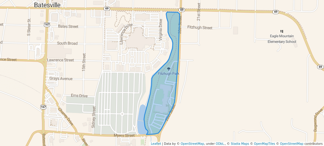 walking in Fitzhugh Park map in Batesville