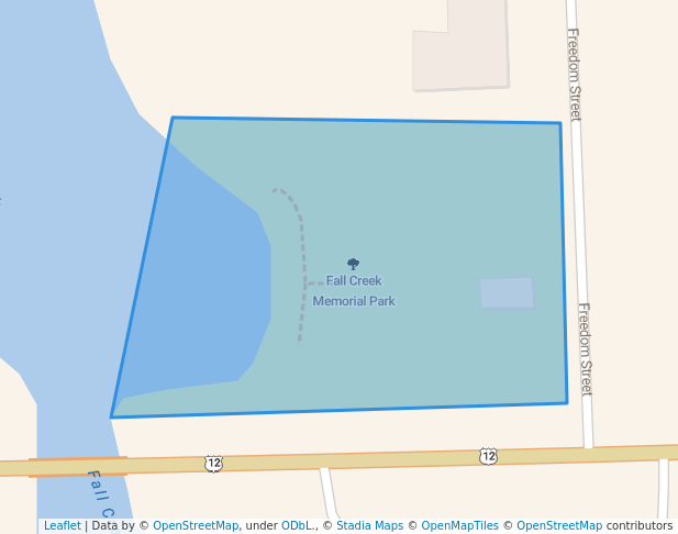 walking in Fall Creek Memorial Park map in Fall Creek