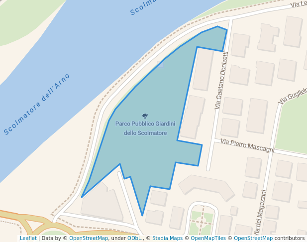 walking in Parco Pubblico Giardini dello Scolmatore map in Pontedera
