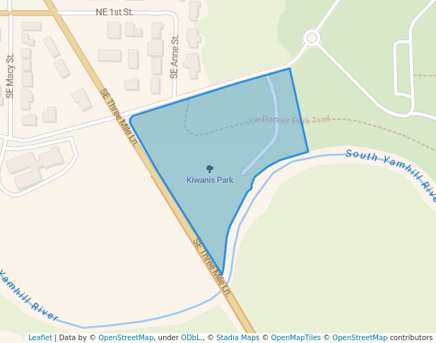 walking in Kiwanis Park map in McMinnville
