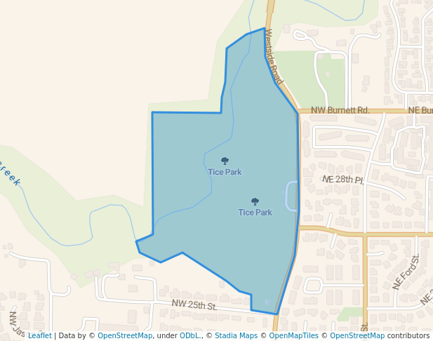walking in Tice Park map in McMinnville