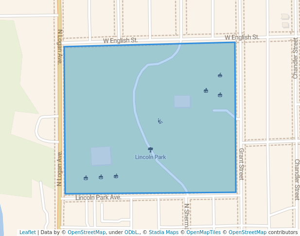 walking in Lincoln Park map in Danville