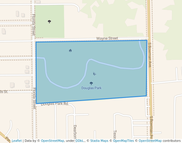 walking in Douglas Park map in Danville