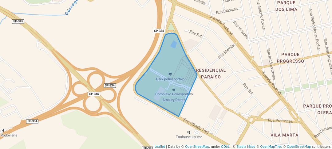 walking in Park poliesportivo map in Franca