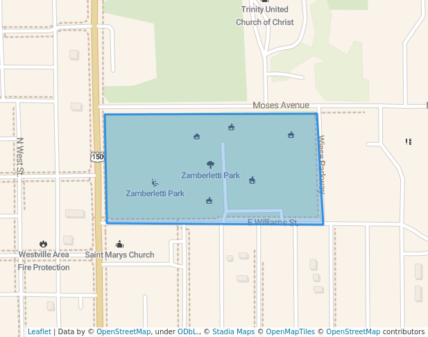 walking in Zamberletti Park map in Westville