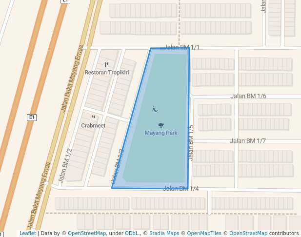 walking in Mayang Park map in Petaling Jaya