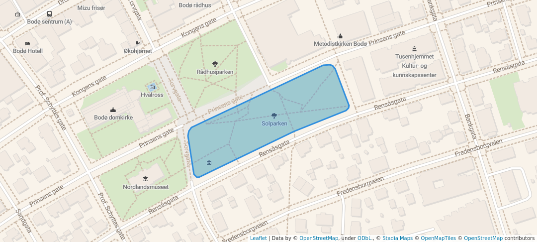 walking in Solparken map in Bodø