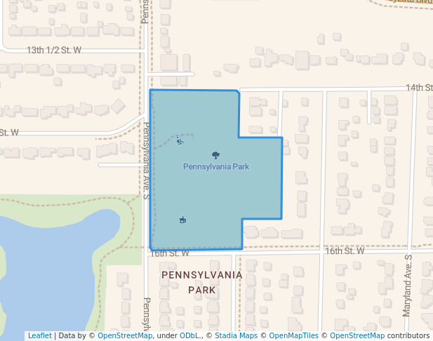 walking in Pennsylvania Park map in St. Louis Park