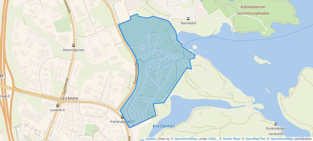 walking in Rauhalahti map in Kuopio