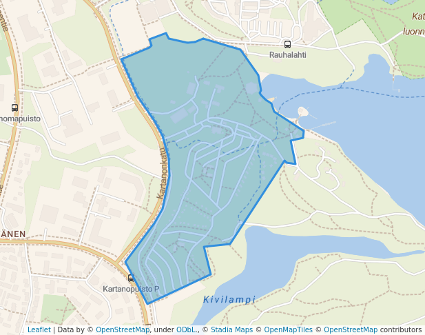 walking in Rauhalahti map in Kuopio
