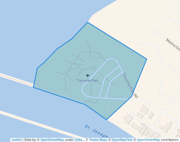 walking in Tiscornia Park map in St. Joseph