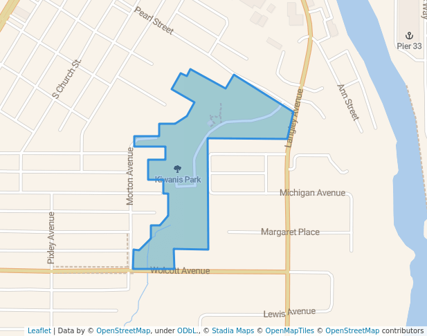 walking in Kiwanis Park map in St. Joseph