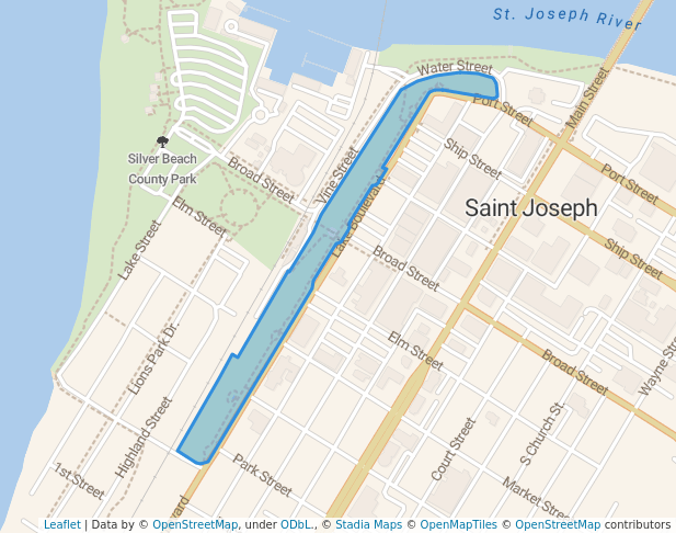 walking in Lake Bluff Park map in St. Joseph