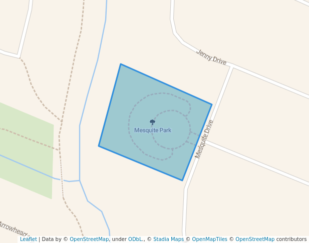 walking in Mesquite Park map in Sugar Land