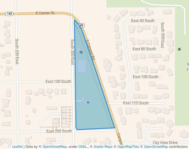 walking in Lions Park map in Parowan