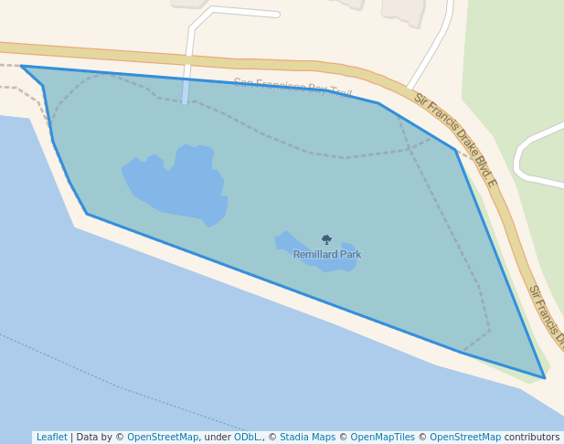 walking in Remillard Park map in Larkspur