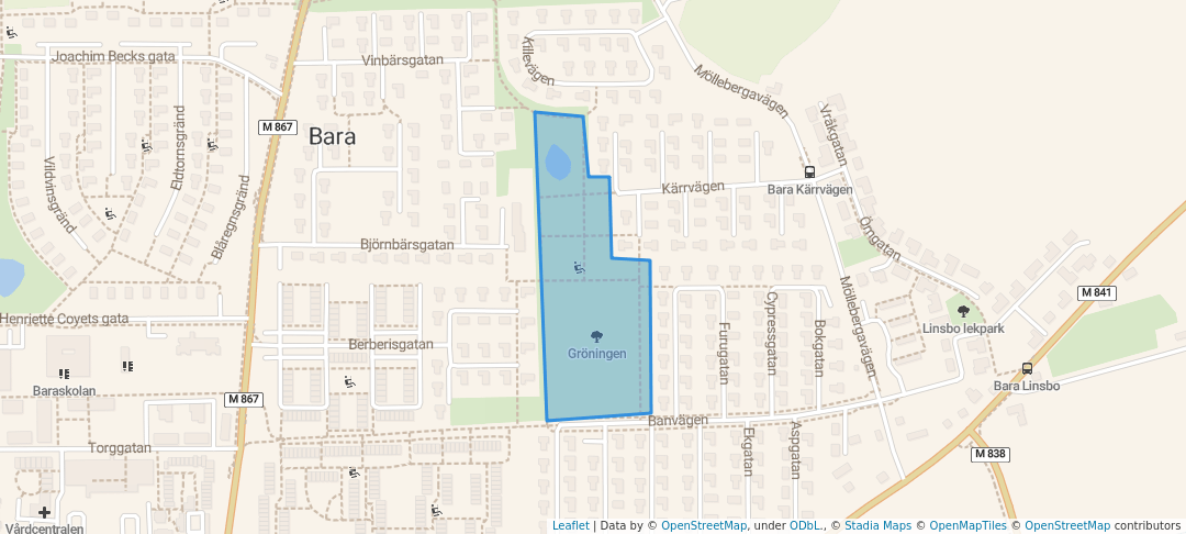 walking in Gröningen map in Bara