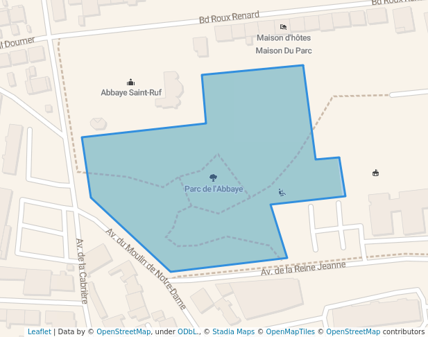 walking in Parc de l'Abbaye map in Avignon