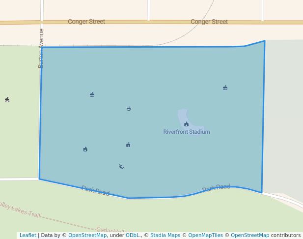 Riverfrount Stadium in Waterloo | Map and Routes
