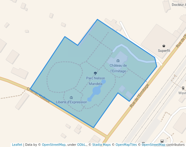 walking in Parc Nelson Mandela map in Wavre