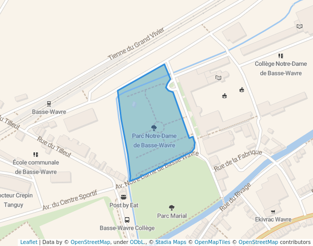 walking in Parc Notre-Dame de Basse-Wavre map in Wavre