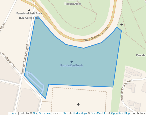 walking in Parc de Can Boada map in Mataró