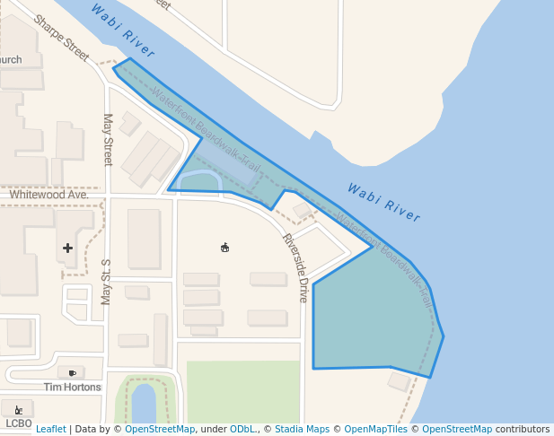 walking in Riverside Park map in Temiskaming Shores