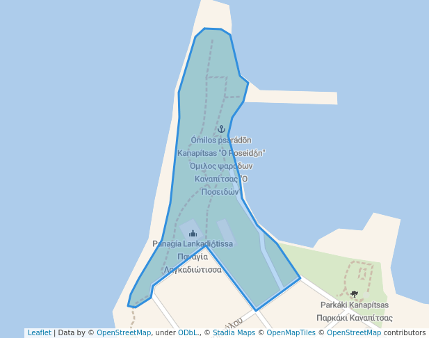 walking in Park Panagias Lagkadiotissas map in Chalkida