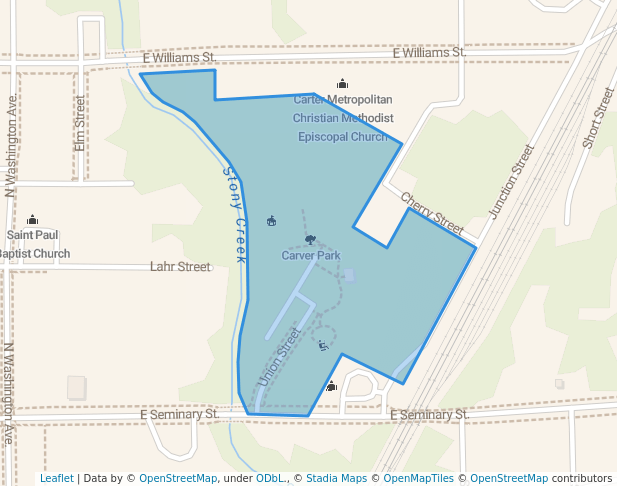 walking in Carver Park map in Danville