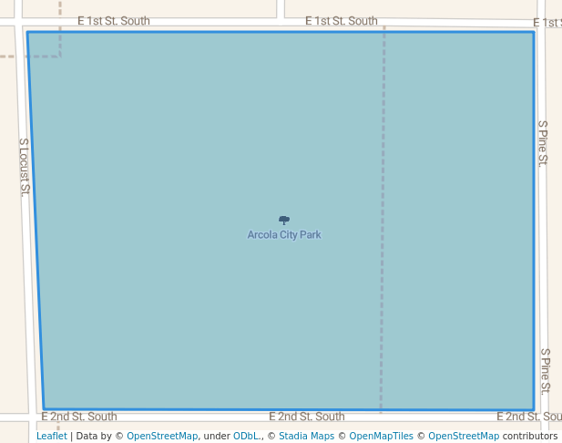 walking in Arcola City Park map in Arcola