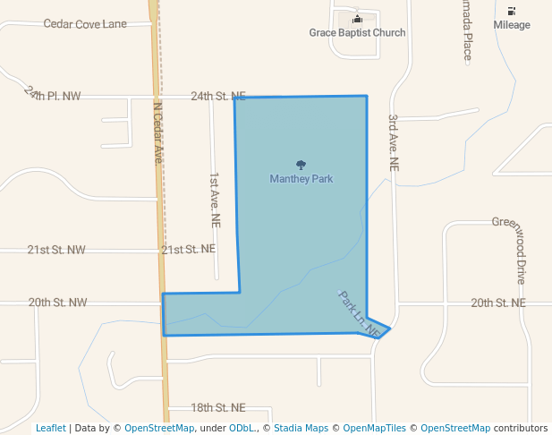 walking in Manthey Park map in Owatonna