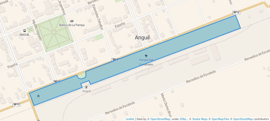 walking in Parque Del Centenario map in Anguil