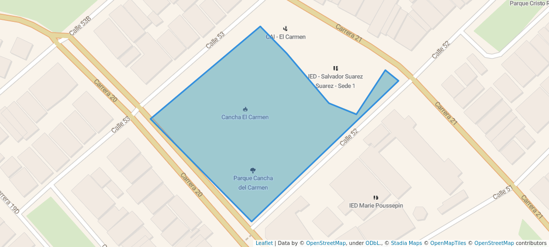 walking in Parque Cancha del Carmen map in Barranquilla