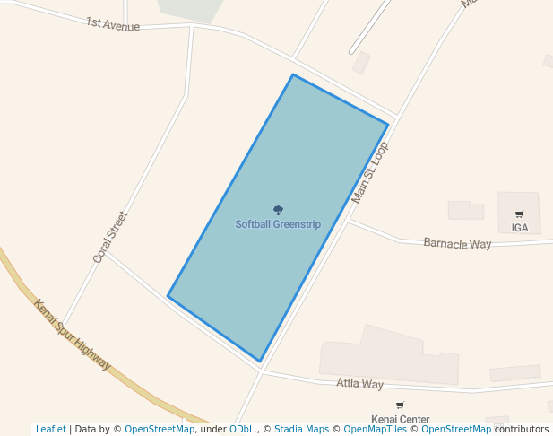 walking in Softball Greenstrip map in Kenai