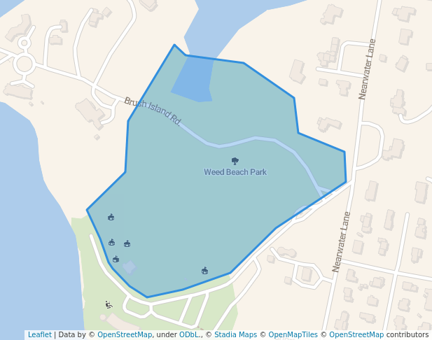 walking in Weed Beach Park map in Darien